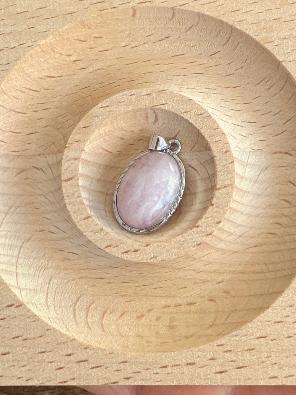 Natural Pink Gemstone Pendant Handmade Bezel Pendant Oval Crystal Charm Gifts